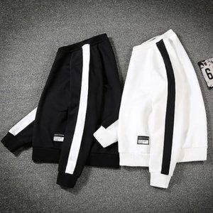 black white solid men 2020 Loose casual